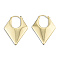 Brass Chunky Rhombus Hoop Earrings for Women, Nickel Free, Real 18K Gold Plated, 48x33x7.5mm, Pin: 1mm