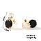 Summer Countryside Style Copper Zirconia Stud Earrings for Women, Golden, 16x9mm