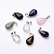 Teardrop Platinum Tone Brass Natural & Synthetic Mixed Stone Pendants, 23x13~14x6~8mm, Hole: 5x8mm