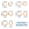   10Pcs 5 Style Brass Hoop Earring Findings FIND-PH0005-44-5