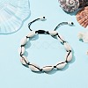 Natural Shell Braided Bead Anklet with Synthetic Turquoise Beads AJEW-AN00561-02-5