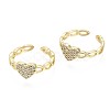 Brass Micro Pave Clear Cubic Zirconia Cuff Rings RJEW-S044-094-NF-2