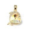 Real 18K Gold Plated Rack Plating Brass Micro Pave Clear Cubic Zirconia Pendants KK-C015-22G-10-1