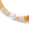 Natural Yellow Agate Rondelle & Pearl Beaded Stretch Bracelets BJEW-JB09918-06-3