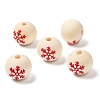Christmas Snowflake Printed Wood European Beads WOOD-Q049-01A-3
