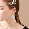 4 Pairs 4 Color Shell Pearl Flower Wind Chime Dangle Earrings EJEW-TA00210-3