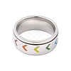 304 Stainless Steel Rainbow Heart Spinner Ring RJEW-C019-03P-1