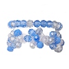 2Pcs 2 Style Glass Braided Beaded Flower Stretch Rings Set for Women RJEW-JR00592-4