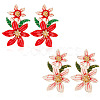 FIBLOOM 2 Pairs 2 Colors 3D Flower of Life Enamel Dangle Stud Earrings EJEW-FI0001-26-1