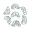 UV Plating Rainbow Iridescent Acrylic Enamel Beads OACR-G012-08A-1