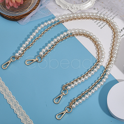 CHGCRAFT 2Pcs 2 Style Plastic Imitation Pearl Beaded Double Strand Bag Handles DIY-CA0005-94-1