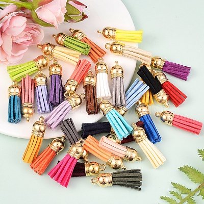 78Pcs 36 Colors Faux Suede Tassel Pendant Decorations FIND-SZ0001-76-1