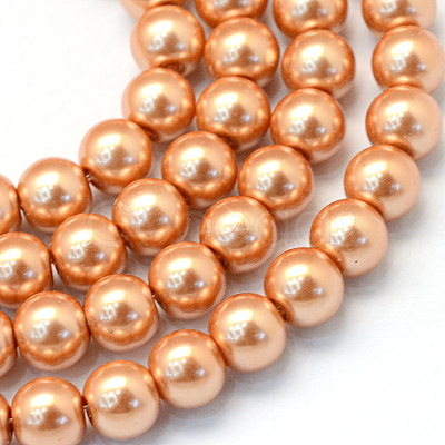 Baking Painted Pearlized Glass Pearl Round Bead Strands HY-Q003-6mm-33-1