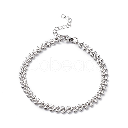 304 Stainless Steel Cobs Chain Bracelets for Men Women STAS-B039-08P-1