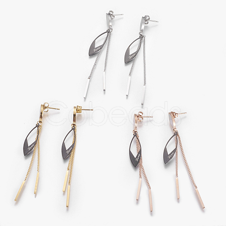 304 Stainless Steel Dangle Stud Earrings EJEW-F204-03-1