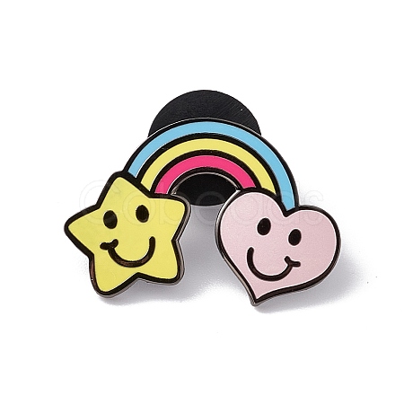 Rainbow with Star & Heart Enamel Pin JEWB-G019-03B-1