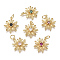 Brass Micro Pave Cubic Zirconia Pendants, with Jump Ring, Long-Lasting Plated, Flower, Real 18K Gold Plated, Mixed Color, 17x15x3mm, Hole: 3mm