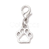 10Pcs Dog Paw Print Tibetan Style Alloy Pendant Decorations HJEW-JM02575-1