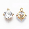 Brass Glass Rhinestone Charms GLAA-S179-33-RS-3