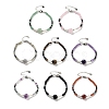 Natural Mixed Stone Round & Synthetic Non-magnetic Hematite & White Shell Beaded Bracelets for Women BJEW-K251-02-1