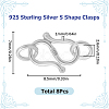 SUNNYCLUE 8Pcs 925 Sterling Silver S Shape Clasps STER-SC0001-18-2