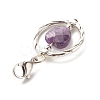 Alloy Linking Rings & Heart Natural Amethyst Pendant Decorations HJEW-JM00604-05-5