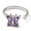 Rotatable Cubic Zirconia Butterfly Open Ring RJEW-Q776-03P-2