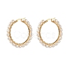 Natural Pearl Beads Brass Hoop Earrings EJEW-JE04565-10