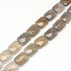 Faceted Rectangle Natural Grey Agate Beads Strands X-G-R304-08-1