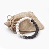 Natural Lava Rock Beads and Natural Howlite Beads Stretch Bracelets BJEW-JB03851-04-3