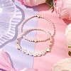 2Pcs 2 Styles Frosted Faceted Glass Beaded Stretch Bracelet Sets BJEW-JB10452-02-2