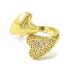 Brass Micro Pave Cubic Zirconia Open Cuff Rings RJEW-K256-34G-2