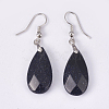 Synthetic Blue Goldstone Dangle Earrings EJEW-P150-A08-2