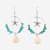 Chip Synthetic Turquoise Dangle Earrings EJEW-JE02914-01-1