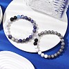 2 Pcs Round Natural & Synthetic Gemstone Stretch Bracelets Sets for Women BJEW-JB11014-2