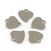 Heart 201 Stainless Steel Blank Tag Charms STAS-R071-11-1