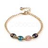 Golden Plated Brass Enamel Chain Bracelets BJEW-JB05881-2