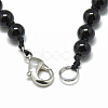 Dyed Natural Black Agate Pendant Necklaces NJEW-T006-06-4