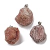 Raw Rough Natural Strawberry Quartz Pendants G-M405-02P-06-3