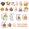 SUNNYCLUE 24Pcs 12 Style Halloween Theme Alloy Enamel Pendants ENAM-SC0003-30-2