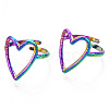 304 Stainless Steel Heart Cuff Ring RJEW-N038-123M-2