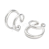 Brass Double Line Open Cuff Rings for Women RJEW-D016-06P-1