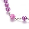 Glass Imitation Pearl Rosary Bead Necklace for Easter NJEW-WH0005-06-4
