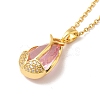 Pink Cubic Zirconia Pendant Necklace NJEW-H161-01G-2