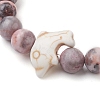 Synthetic Turquoise Dolphin Beads with Natural Pink Zebra Jasper Beaded Stretch Bracelets BJEW-JB10213-05-3