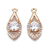 Brass Micro Pave Clear Cubic Zirconia Pendants KK-S359-097-RS-2