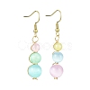 Dyed Natural Selenite Beaded Dangle Earrings for Women EJEW-JE06049-3