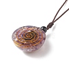 Natural Amethyst Half Round with Shell Pendant Necklace NJEW-C031-03C-4