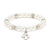 ABS Plastic Imitation Pearl  & Rhinestone Beaded Stretch Bracelet with Alloy Charm for Women BJEW-JB08526-03-1