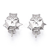 Rhodium Plated 925 Sterling Silver Micro Pave Clear Cubic Zirconia Star Charms for Half Drilled Beads STER-T007-26P-2